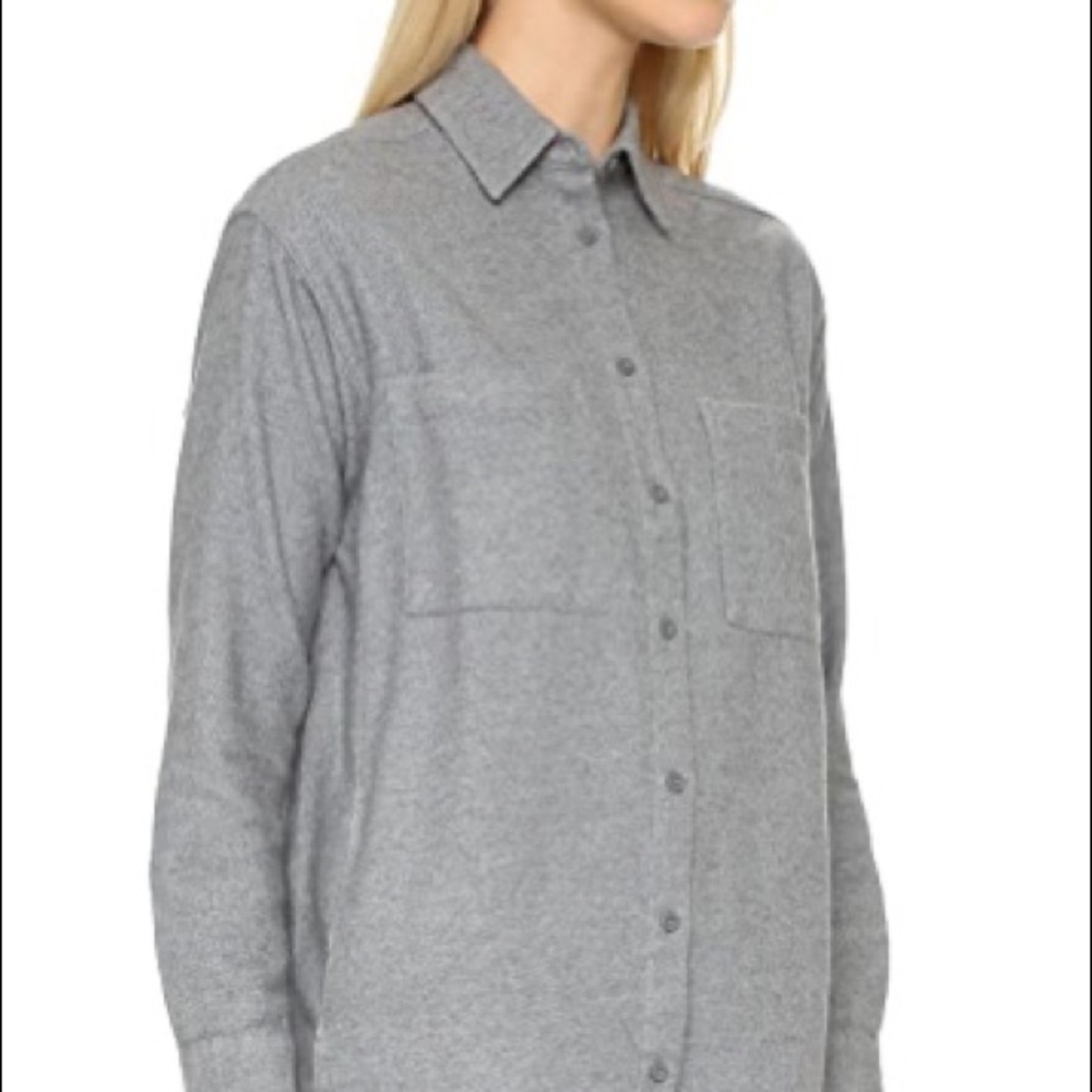 Madewell Cotton Button Down Long Sleeve Shacket With Pockets Gray